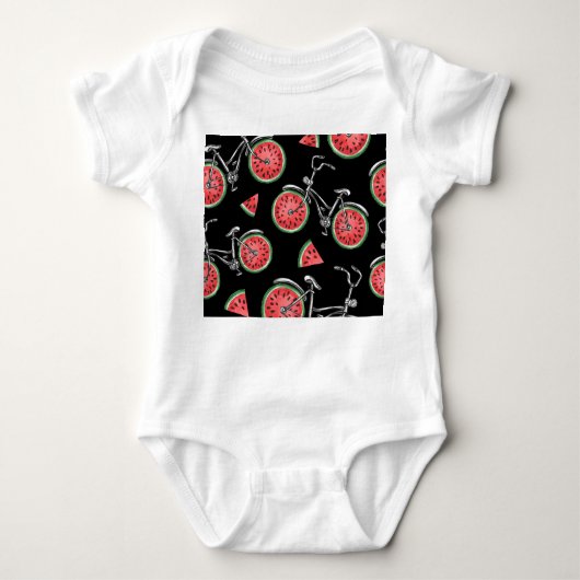 Wassermelonrad Fahrräder, Sommermuster. Baby Strampler (Vorderseite)