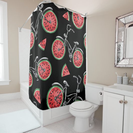 Wassermelonrad Fahrräder, Sommermuster. Duschvorhang (Beispiel)