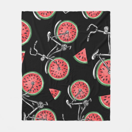 Wassermelonrad Fahrräder, Sommermuster. Fleecedecke (Vorderseite)
