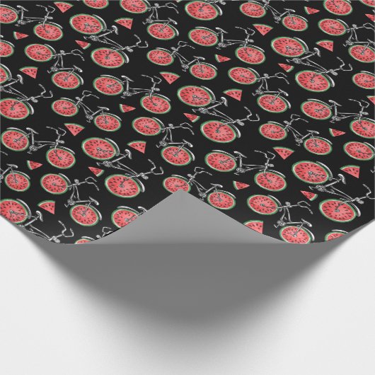 Wassermelonrad Fahrräder, Sommermuster. Geschenkpapier (Ecke)