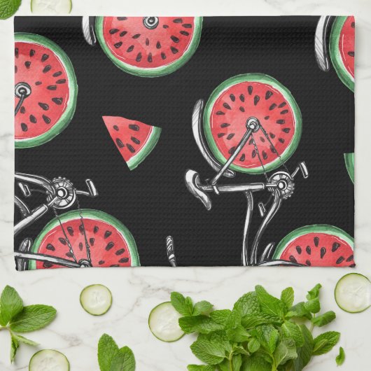 Wassermelonrad Fahrräder, Sommermuster. Geschirrtuch (Gefaltet)