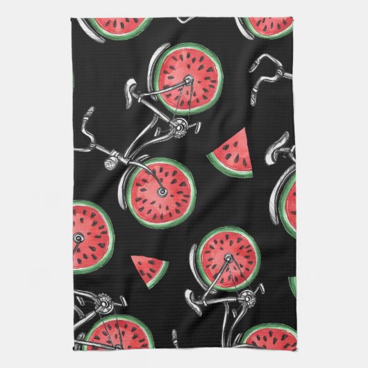 Wassermelonrad Fahrräder, Sommermuster. Geschirrtuch (Vertikal)