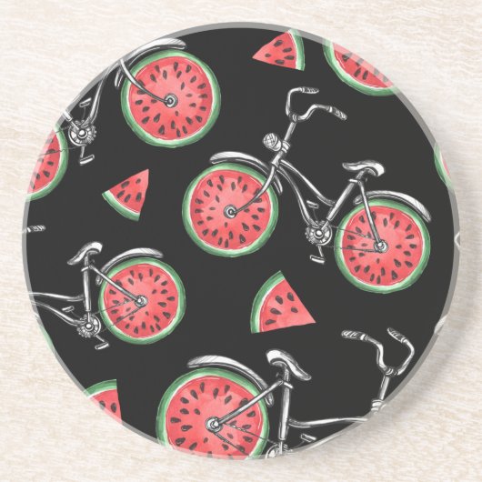 Wassermelonrad Fahrräder, Sommermuster. Getränkeuntersetzer (Vorne)