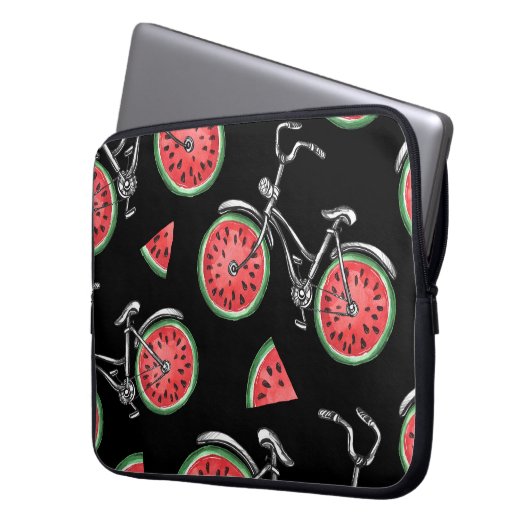 Wassermelonrad Fahrräder, Sommermuster. Laptopschutzhülle (Vorderseite Links)