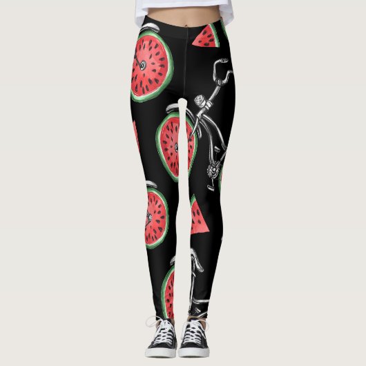 Wassermelonrad Fahrräder, Sommermuster. Leggings (Vorderseite)