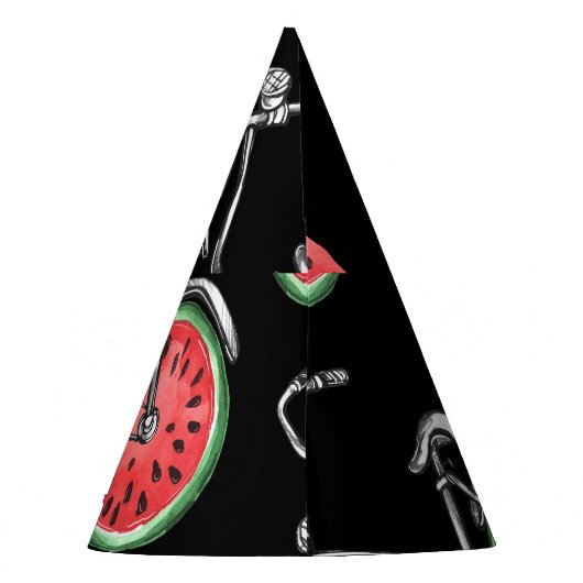 Wassermelonrad Fahrräder, Sommermuster. Partyhütchen (Rückseite)