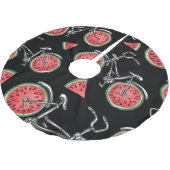 Wassermelonrad Fahrräder, Sommermuster. Polyester Weihnachtsbaumdecke (Schrägansicht)