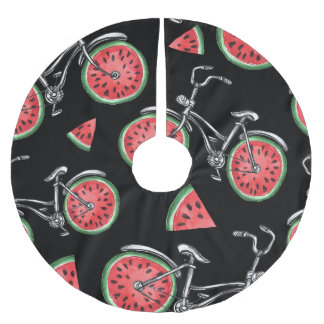Wassermelonrad Fahrräder, Sommermuster. Polyester Weihnachtsbaumdecke