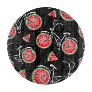 Wassermelonrad Fahrräder, Sommermuster. Schneidebrett
