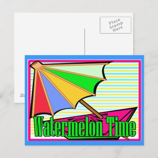 Wassermelonzeit Postkarte (Vorne/Hinten)
