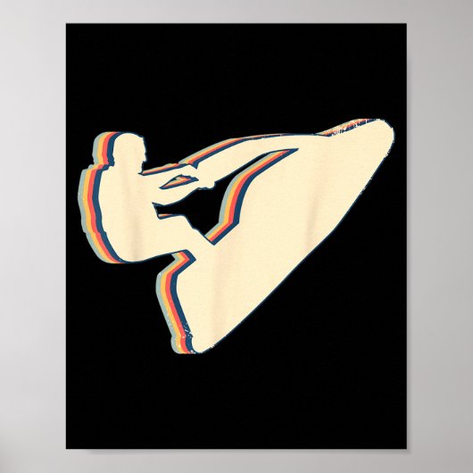 Wassermotorrad Jet-Ski-Fahren Retro-Linienkunst Poster (Vorne)