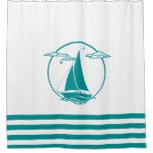 Wassermotorschiff Silhouette/Wasserstreifen Duschvorhang (Vorderseite)