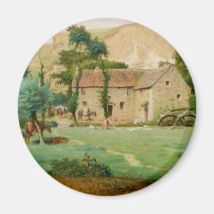 Wassermühle am Fuße eines Berges Magnet