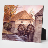 Wassermühle Aquarellmalerei von Farida Greenfield Fotoplatte (Seite)