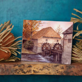 Wassermühle Aquarellmalerei von Farida Greenfield Fotoplatte (Seite)