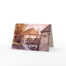 Wassermühle Aquarellmalerei von Farida Greenfield