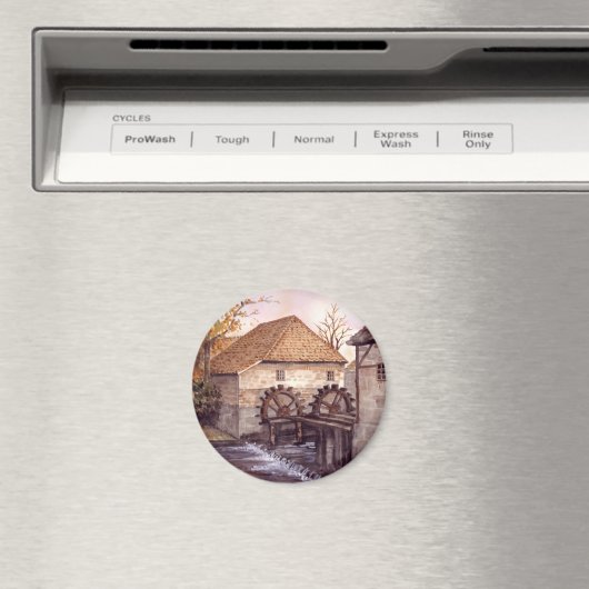 Wassermühle Aquarellmalerei von Farida Greenfield Magnet (In Situ (Geschirrspüler))