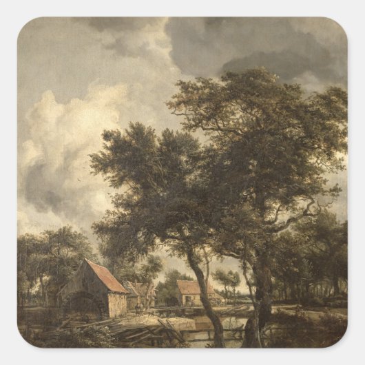 Wassermühle, c. 1660 quadratischer aufkleber (Vorderseite)