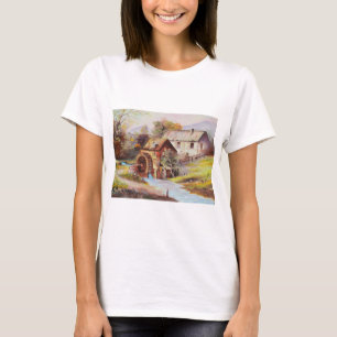 Wassermühle in Landschaftsmanier T-Shirt
