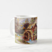 Wassermühle und Fluss Kaffeetasse (Vorderseite Links)
