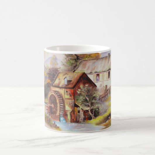 Wassermühle und Fluss Kaffeetasse (Mittel)