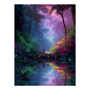 Wassernymphe in einem wunderlichen Wald Poster