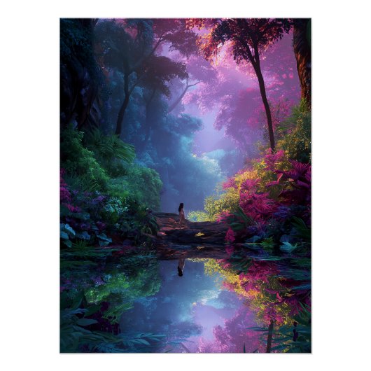 Wassernymphe in einem wunderlichen Wald Poster (Vorderseite)