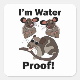 Wasseropossum Ich bin wasserdicht Lustig Quadratischer Aufkleber
