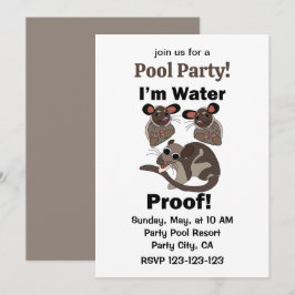 Wasseropossum Ich bin Wasserdicht Poolparty Einladung