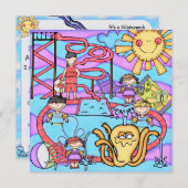 Wasserpark Fun individuell auf Geburtstag Einladun Einladung (Vorne/Hinten)