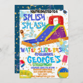 Wasserpark Kindergeburtstag Custom Einladung (Vorne/Hinten)