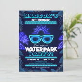 Wasserpark Party Einladung Neon Boy Sommer (Stehend Vorderseite)