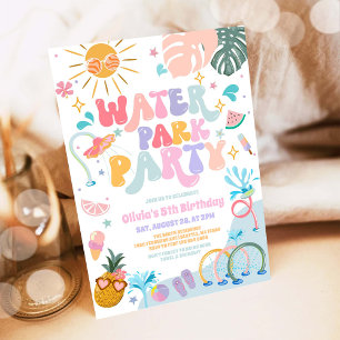Wasserpark-Party-Sommer-Geburtstagseinladung Einladung