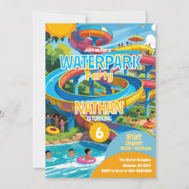 Wasserpark Wasserrutsche Pool Party Geburtstag Ein Einladung