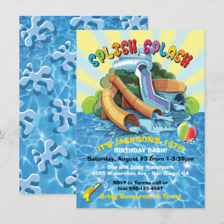 Wasserpark Wasserrutsche Pool Party Geburtstag Ein Einladung