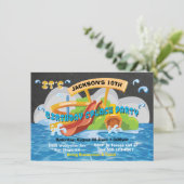 Wasserpark Wasserrutsche Pool Party Geburtstag Ein Einladung (Stehend Vorderseite)