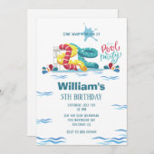 Wasserpark Wasserrutsche Pool Party Geburtstag Einladung (Vorne/Hinten)