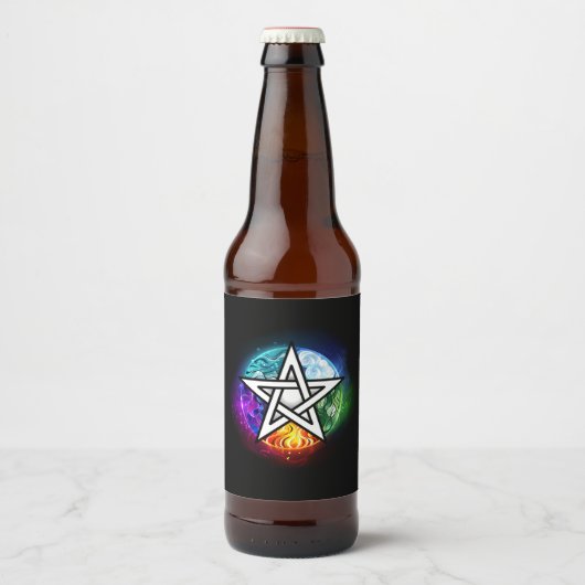 Wasserpentagramm Bierflaschenetikett (Vorderseite)