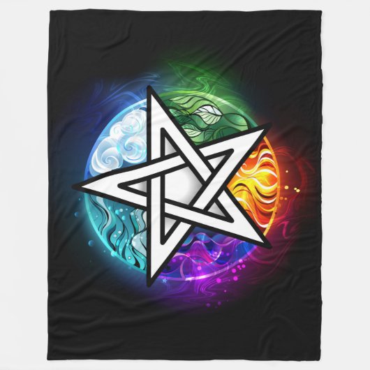 Wasserpentagramm Fleecedecke (Vorderseite)