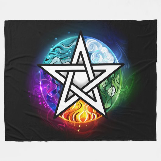 Wasserpentagramm Fleecedecke (Vorderseite (Horizontal))