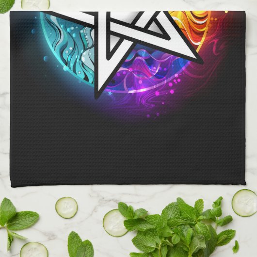 Wasserpentagramm Geschirrtuch (Gefaltet)