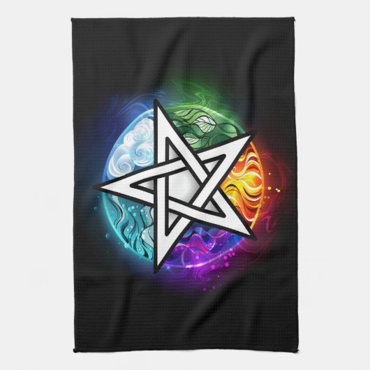 Wasserpentagramm Geschirrtuch (Vertikal)