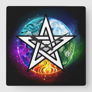 Wasserpentagramm Quadratische Wanduhr