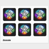 Wasserpentagramm Quadratischer Aufkleber (Blatt)