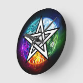 Wasserpentagramm Runde Wanduhr (Winkel)