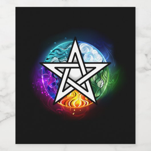 Wasserpentagramm Weinetikett (Einzelnes Label)