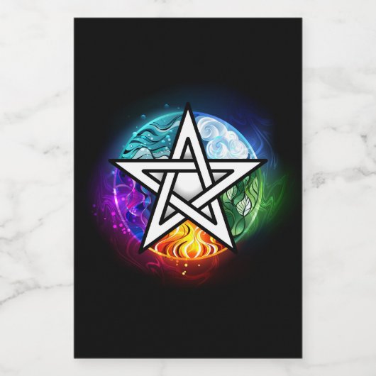 Wasserpentagramm Weinetikett (Einzelnes Label)