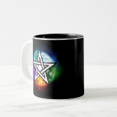 Wasserpentagramm Zweifarbige Tasse (Vorderseite Links)