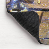 Wasserperlen auf festem Holzfoto Mousepad (Ecke)
