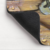 Wasserperlen auf festem Holzfoto Mousepad (Ecke)